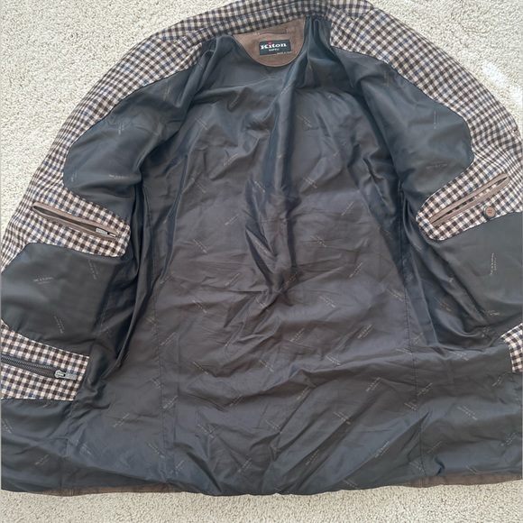 Kiton Napoli brown suede pelle leather puffer coat size 50 - Picture 4 of 10